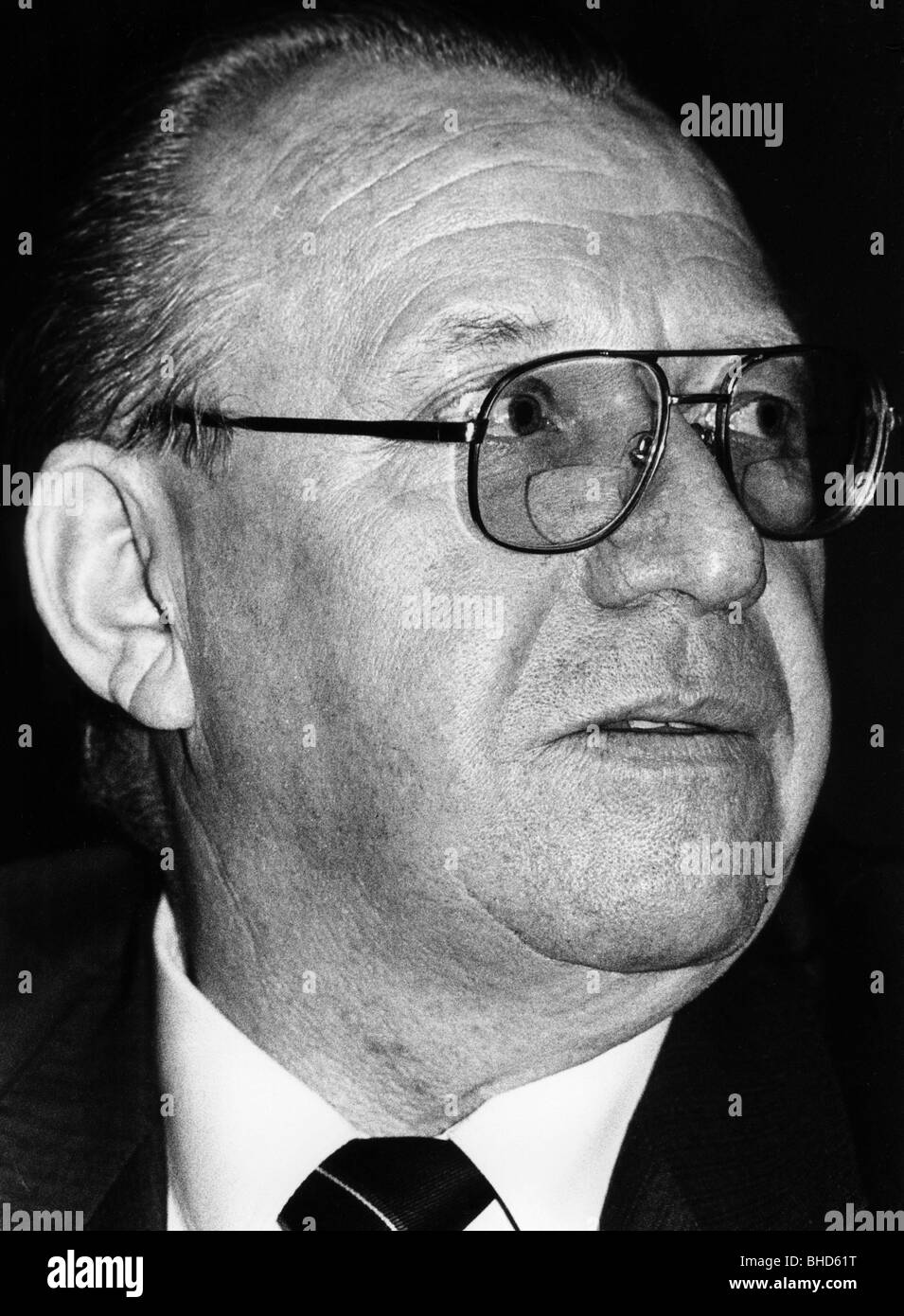 Carl, Conrad, trade union chairman, portrait, taken at an SPD election rally, local elections in Hesse, 5.3.1985, Frankfurt on the Main, Stock Photo