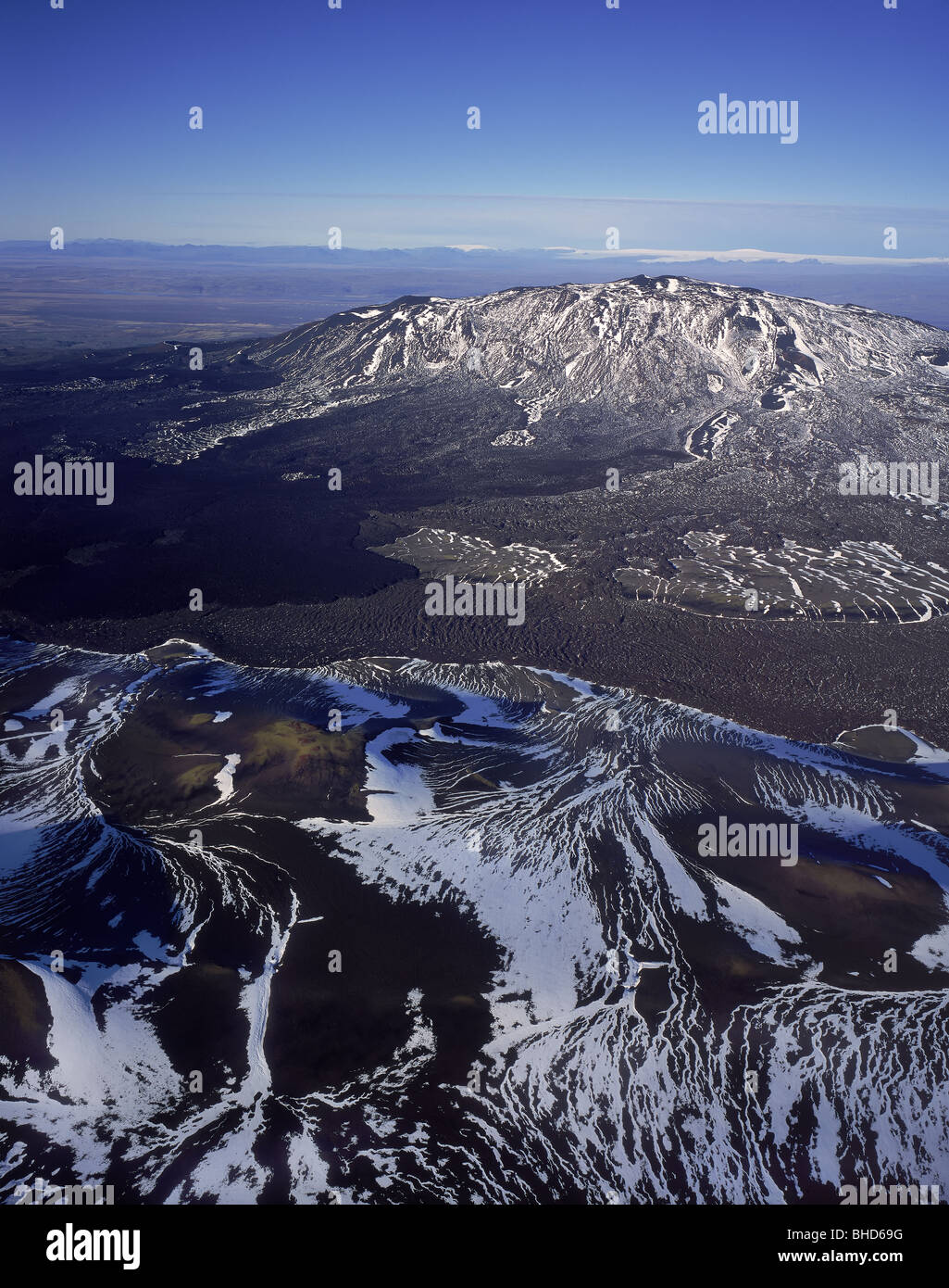 Aerial Mt. Hekla volcano, Iceland Stock Photo