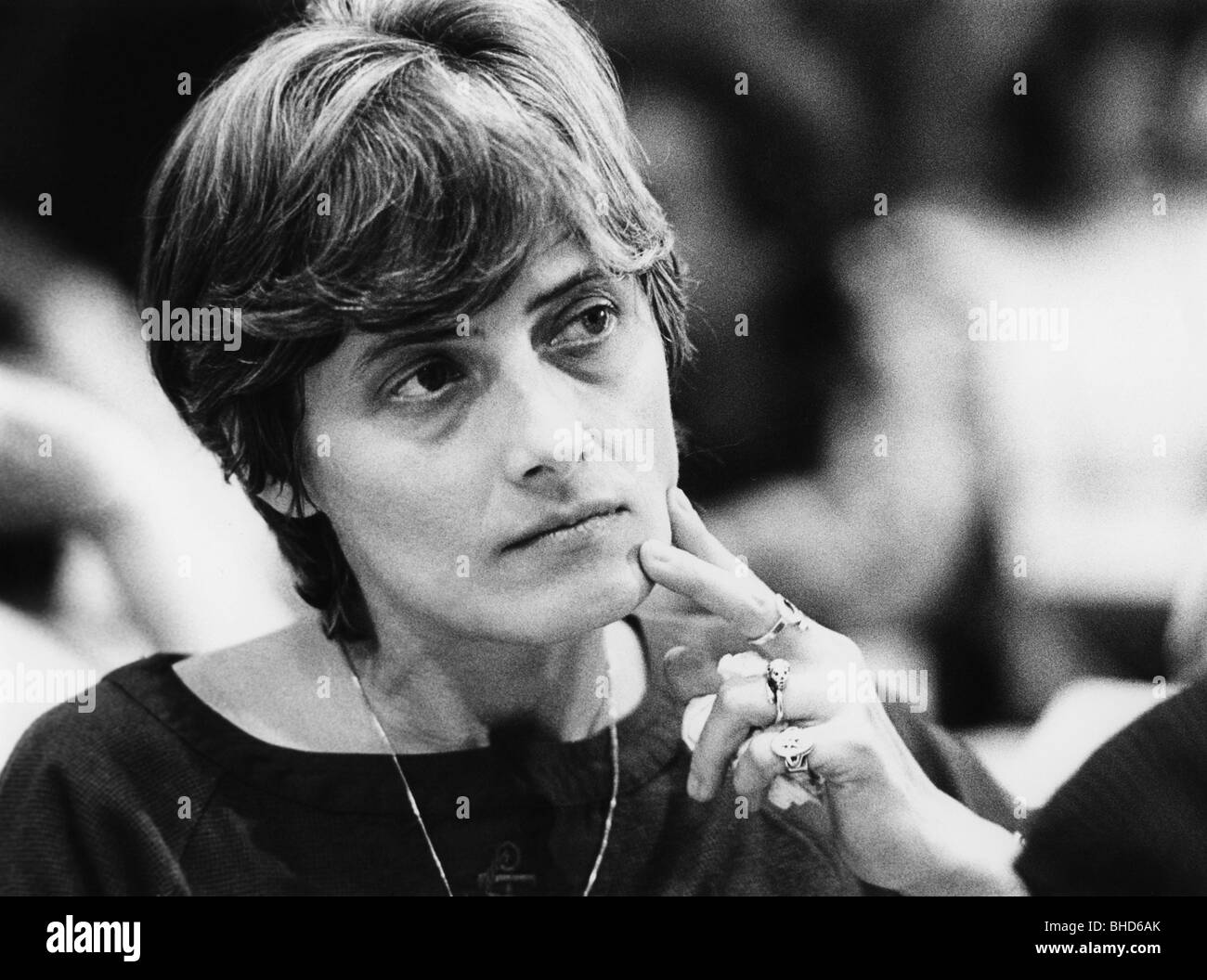 Kelly, Petra, 29.11.1947 - 1.10.1992, German politician (The Greens), portrait, national party convention of the Greens, Hagen, Germany, 22. - 23.6.1985, , Stock Photo