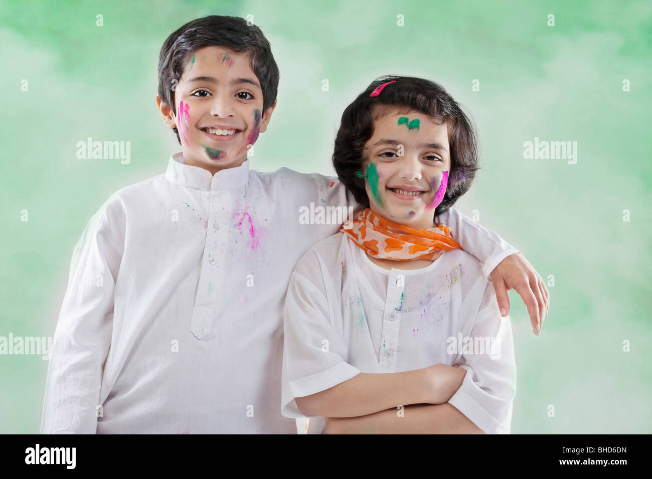 Boy and girl posing together Stock Photo
