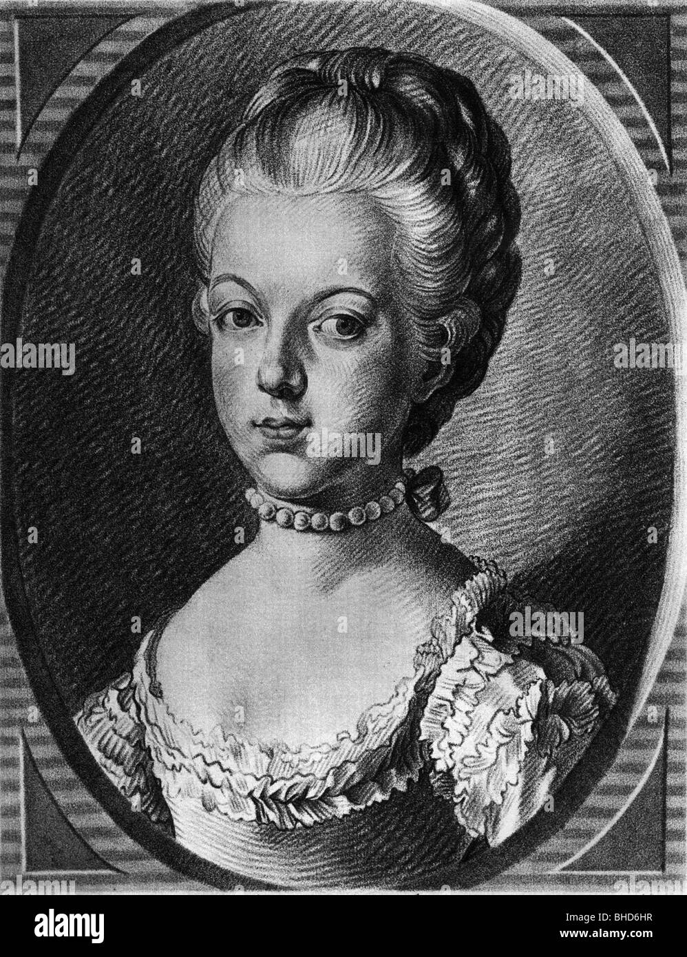 Marie Antoinette, 2.11.1755 - 16.10.1793, Queen Consort of France 1774 - 1792, rotogravure, after engraving by Bonnet, portrait, Stock Photo