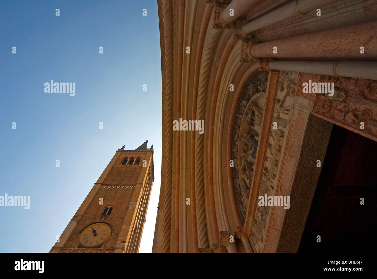 The Duomo's Bell Tower and the Baptistry, Parma, Emilia Romagna, Italy, Europe Stock Photo