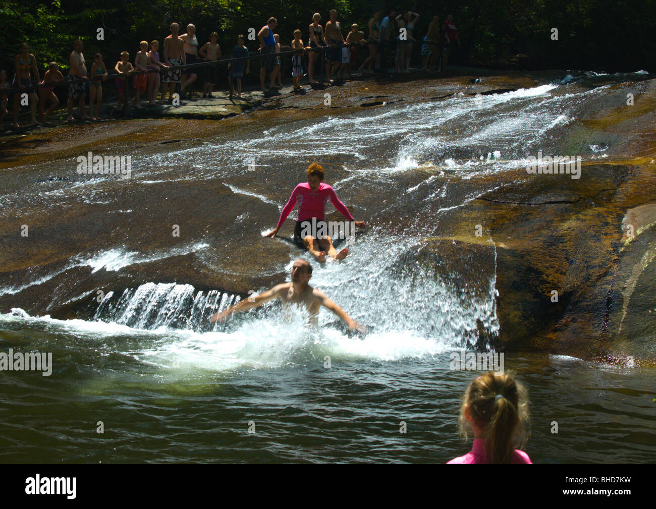 People at Sliding Rock, North Carolina Stock Photo Alamy