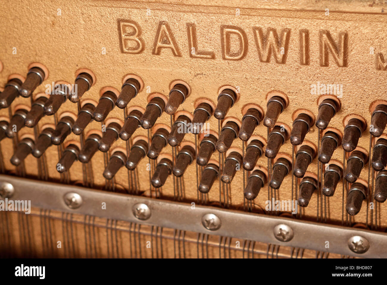 Baldwin Piano Company, cast iron piano harp Stock Photo