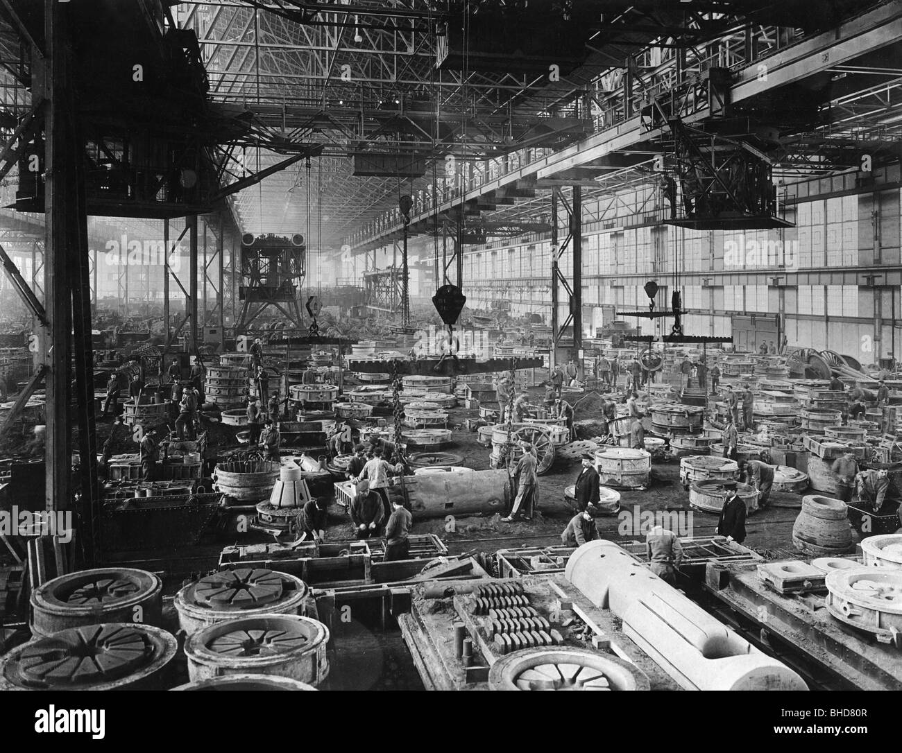 industry, metal, Krupp, plant, Martinswerk VI, factory hall, Essen, Germany, circa 1900, Stock Photo