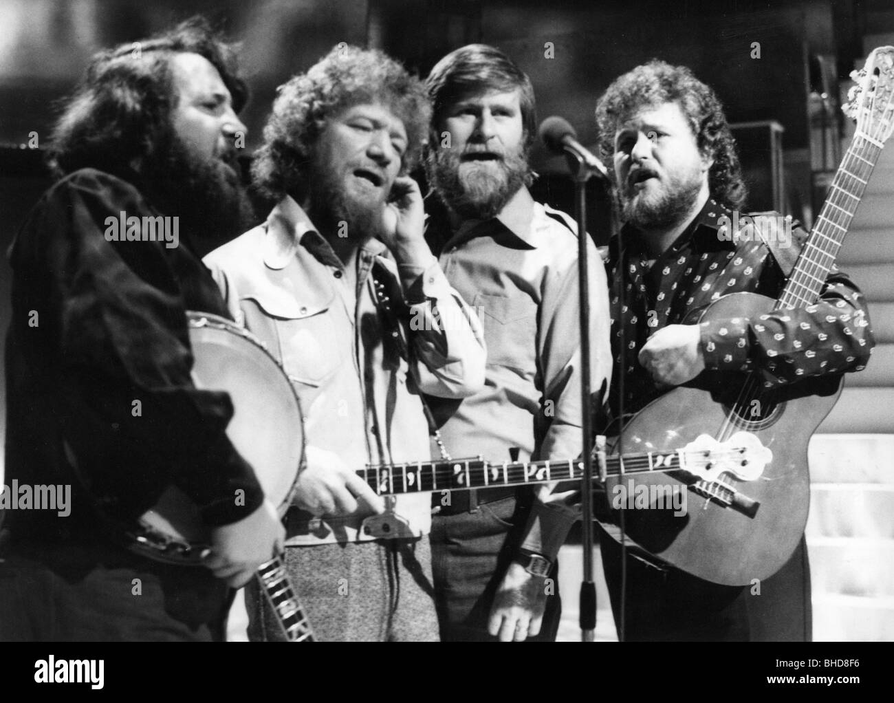Dubliners, The, Irish folk band, group picture, on stage, 1970s, Stock Photo