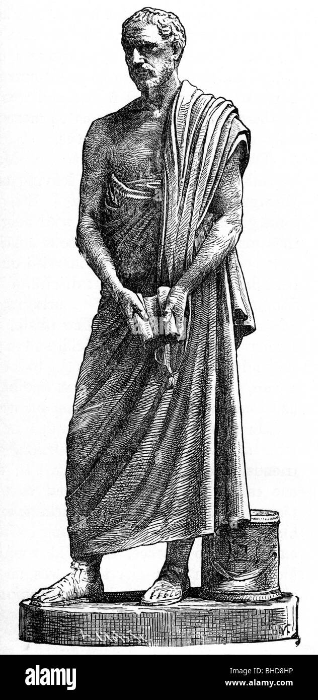 Demosthenes, 384 - 322 B.C., Greek orator, full length, after statue, Vatican Museums, Rome, Stock Photo