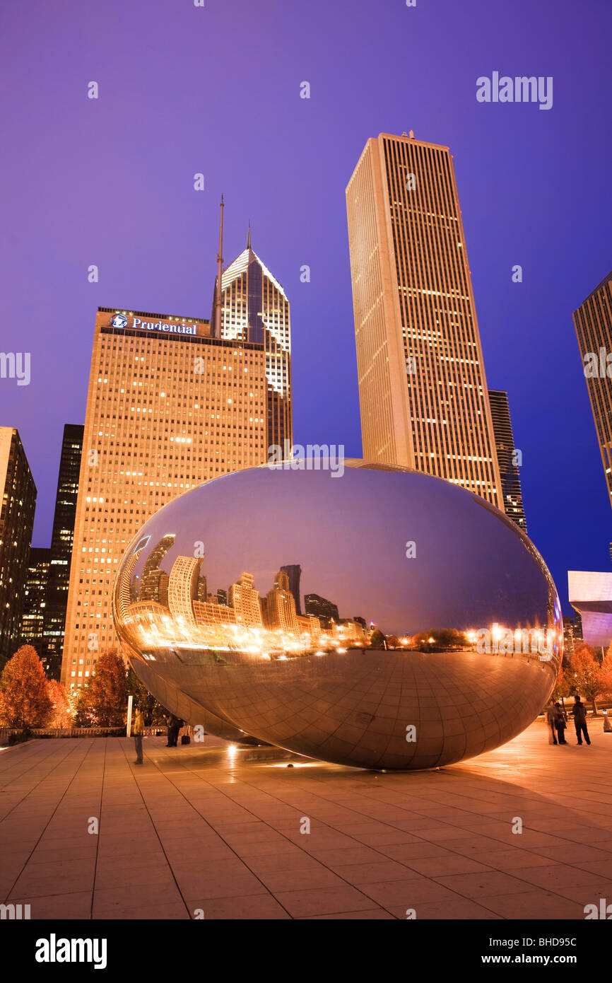 The Cloud Gate sculpture also known as "the bean" in Millennium park