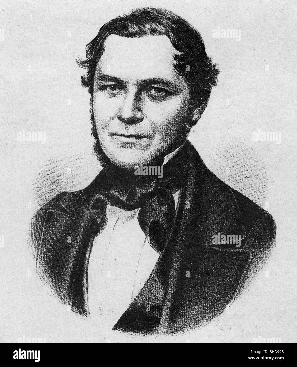 Bunsen, Robert Wilhelm, 30.3. 1811 - 16.8.1899, German chemist, portrait, wood engraving, , Stock Photo