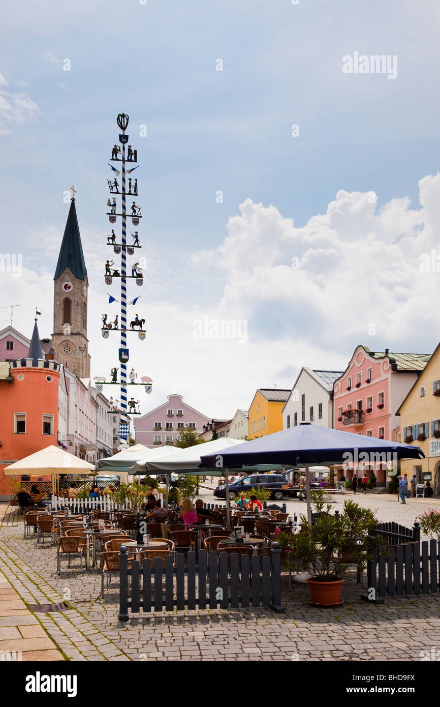 Waldkirchen town centre marktplatz, Bavaria, Germany, Europe Stock Photo