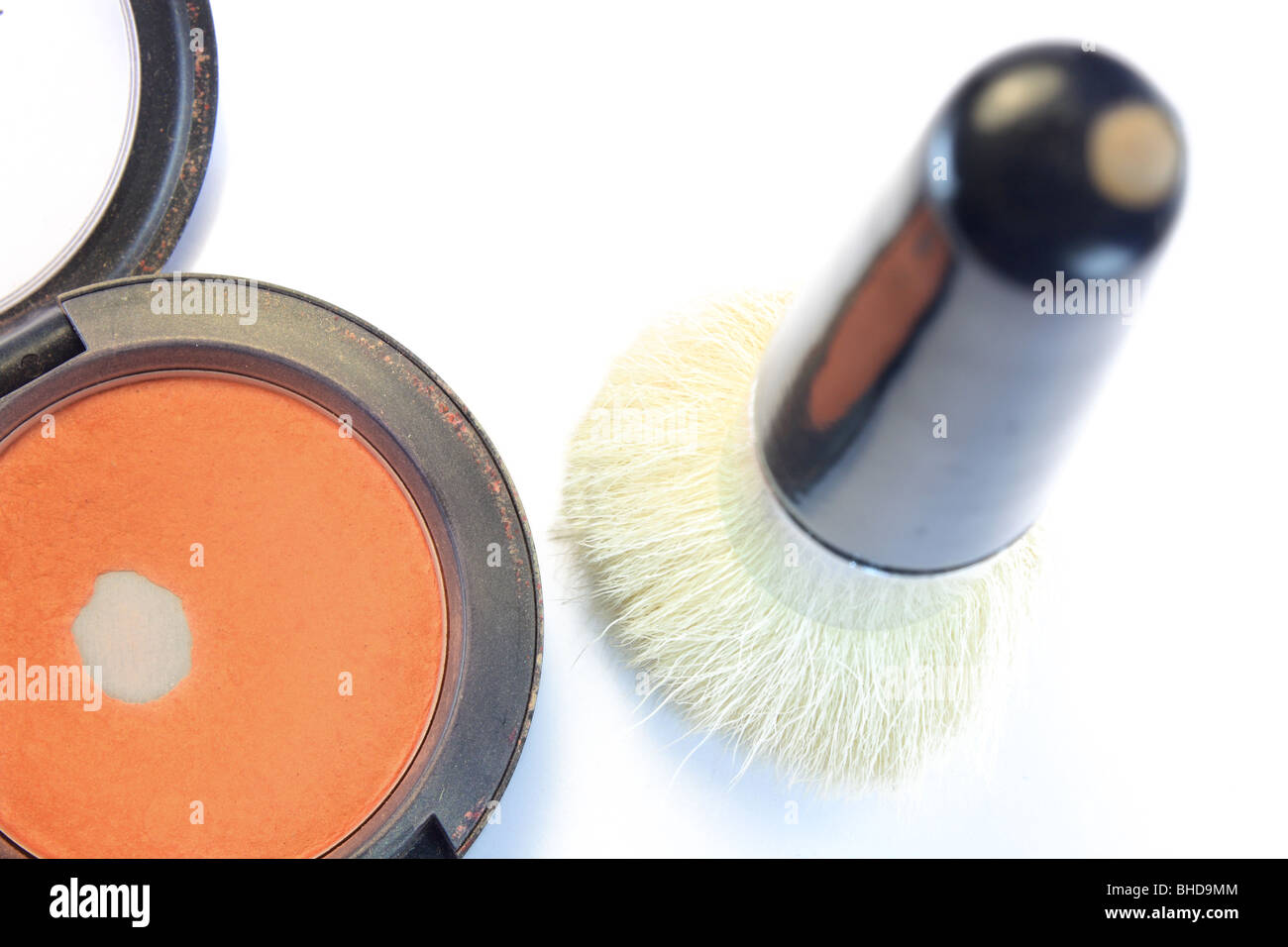 white brush and eyeshadow or powdery Stock Photo