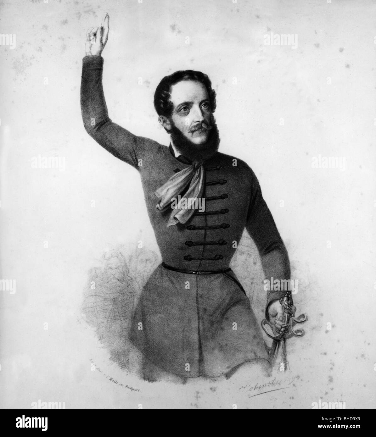 Kossuth, Lajos, 16.9.1802 - 20.3.1894, Hungarian politician, Regent-President of Hungary in 1849, half length, contemporary lithograph, 19th century, Stock Photo