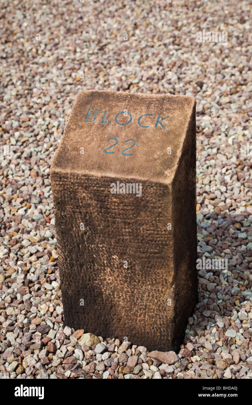 Block 22 marking the spot of a Jewish barrack block at Buchenwald concentration camp Stock Photo