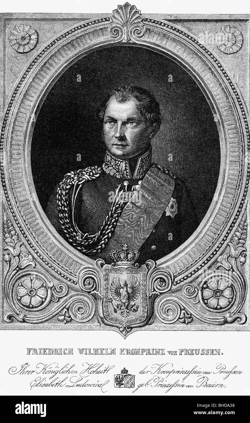 Frederick William IV, 15.10.1795 - 2.1.1861, King of Prussia 7.6.1840 - 26.10.1858, portrait, copper engraving by Eduard Eichens, circa 1835, , Artist's Copyright has not to be cleared Stock Photo
