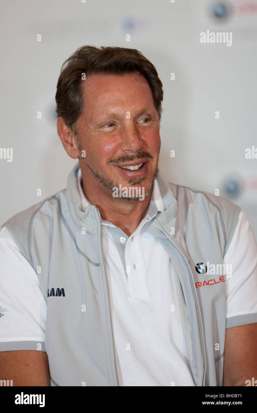 Larry Ellison, BMW Oracle Racing, (USA), challenger,2010 America's Cup, Valencia, Spain Stock Photo