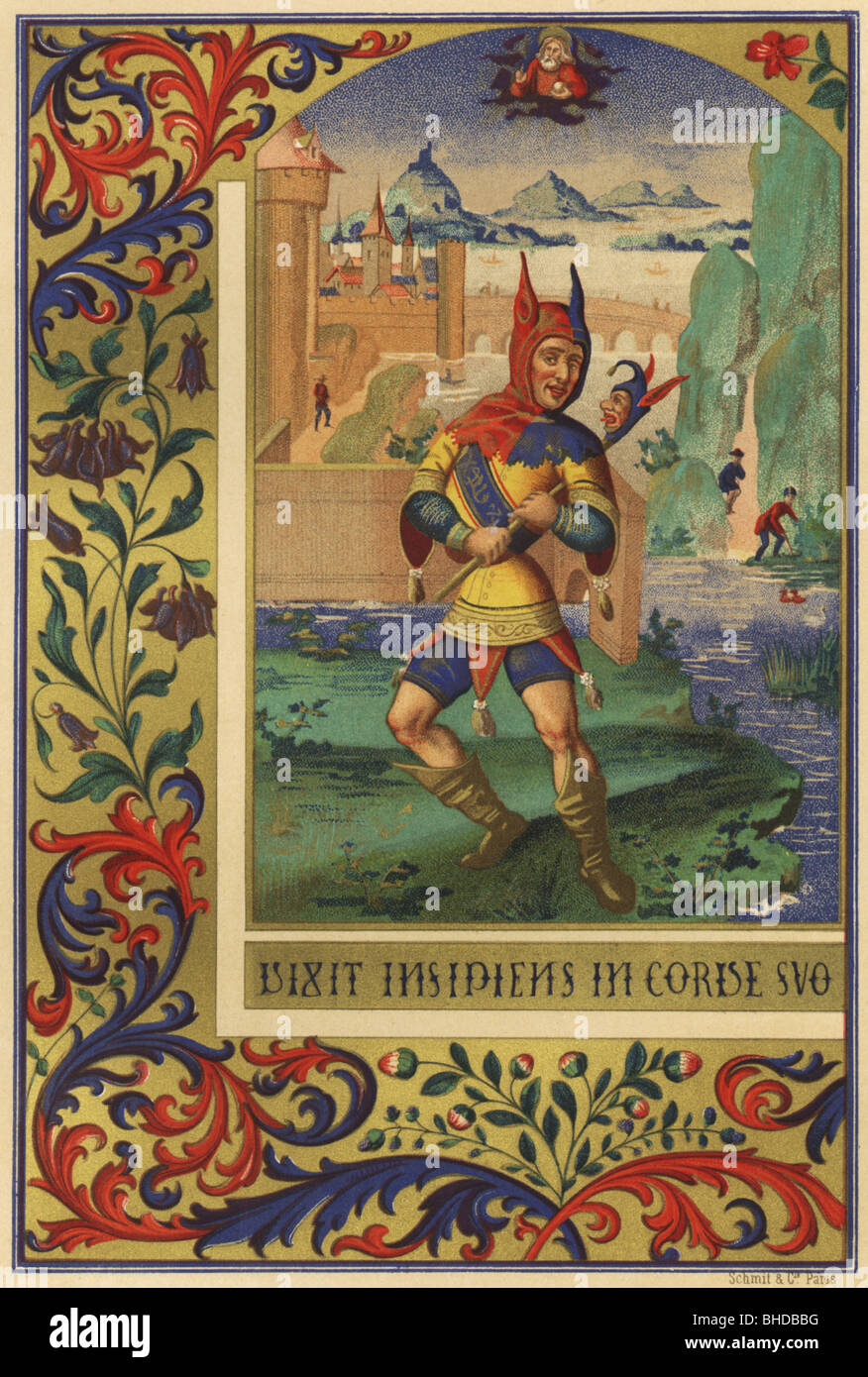 people, professions, court jester, France, 15th century, chromolithograph, circa 1872, Stock Photo