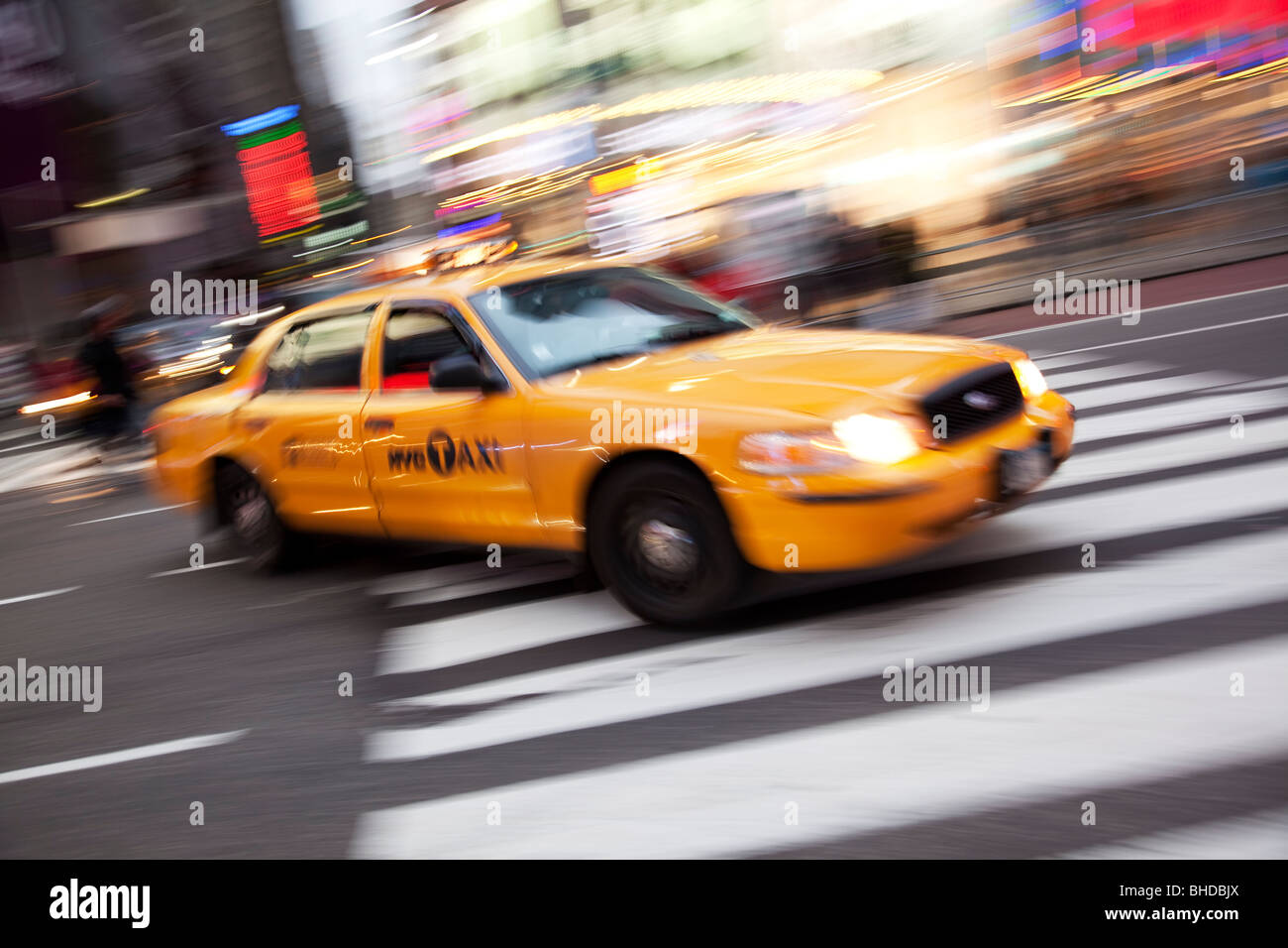 New York Taxis in Times Square Stock Photo