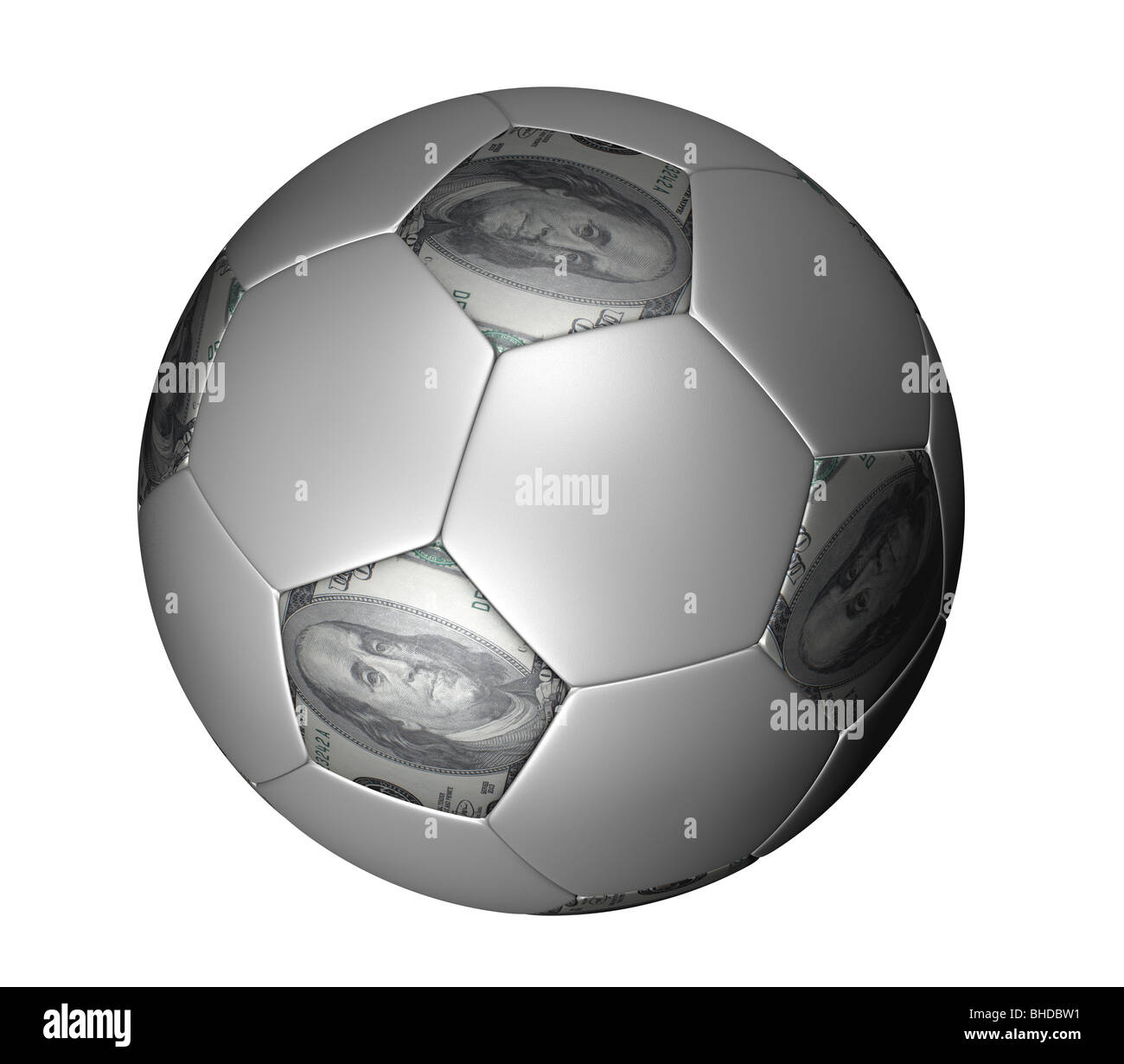 100 dollars soccer ball on white separated Stock Photo Alamy