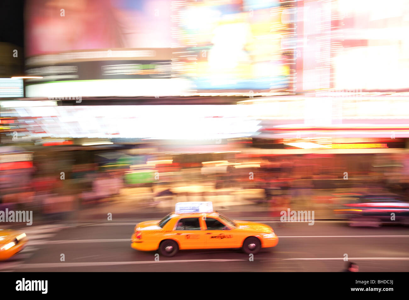 New York Taxis in Times Square Stock Photo