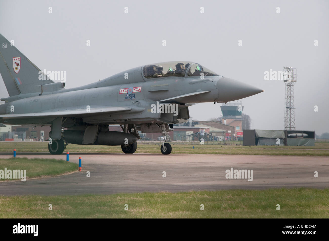Typhoon moving along jetway Stock Photo