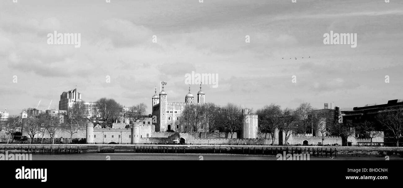 View of the Tower of London and City of London Stock Photo