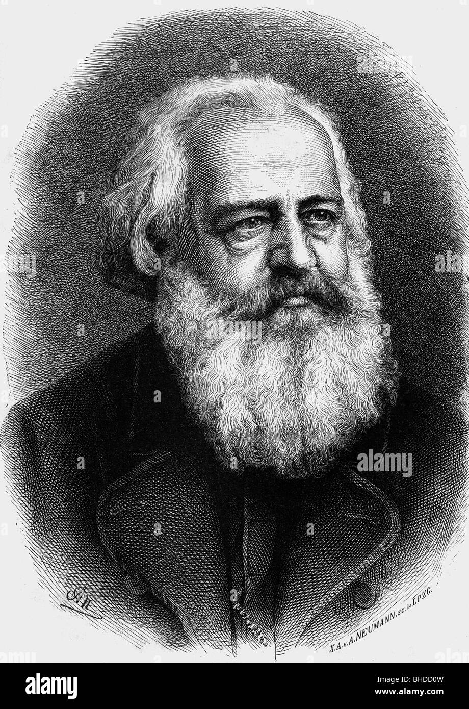 Benedix, Roderich, 21.1.1811 - 26.9.1873, German actor, author / writer, portrait, wood engraving by Adolf Neumann (1825 - 1884), Stock Photo