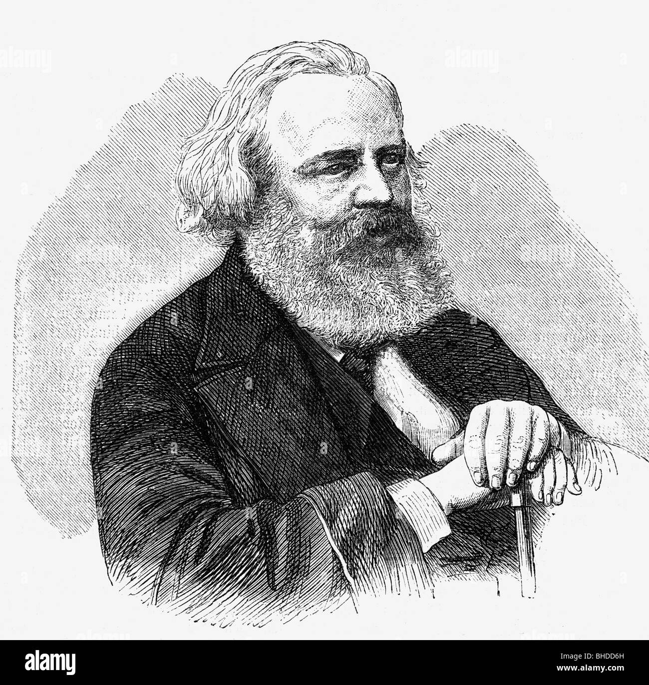 Benedix, Roderich, 21.1.1811 - 26.9.1873, German actor, author / writer, portrait, wood engraving after photo by Wehnert-Beckmann, , Stock Photo