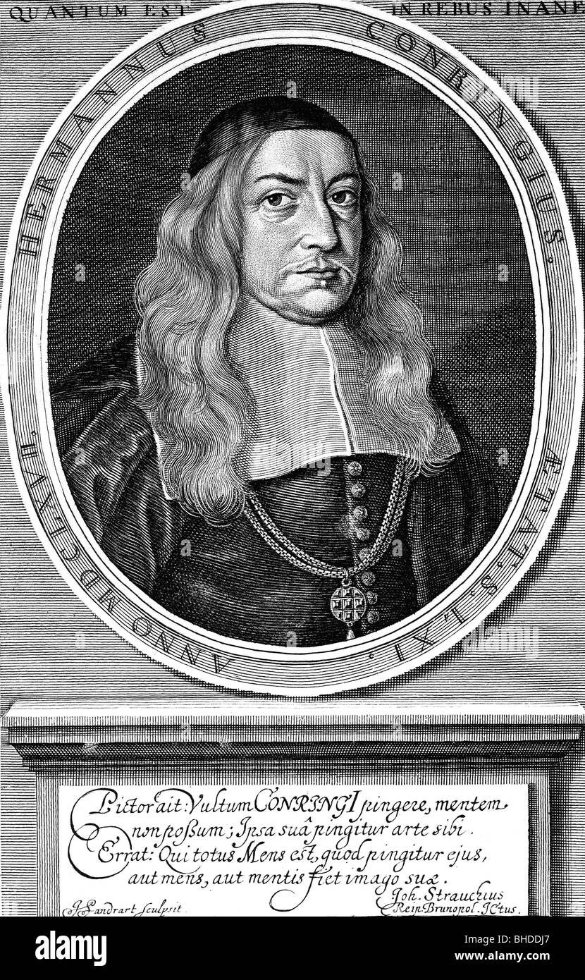 Conring, Hermann, 9.11.1606 - 12.12.1681, German natural philosopher, portrit, oval, Stock Photo