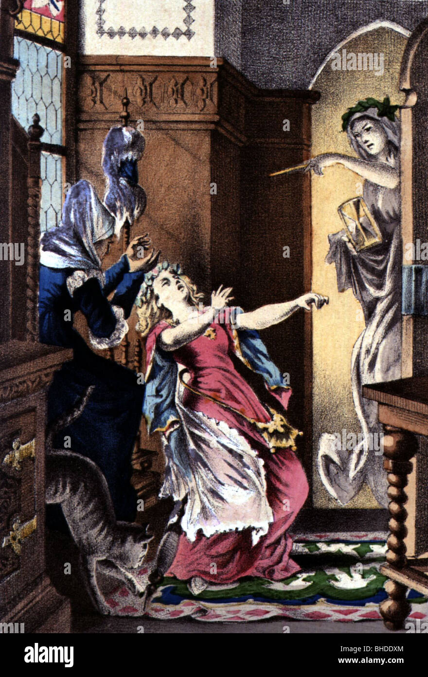 literature, 'Sleeping Beauty', coloured lithograph, 1879, Stock Photo