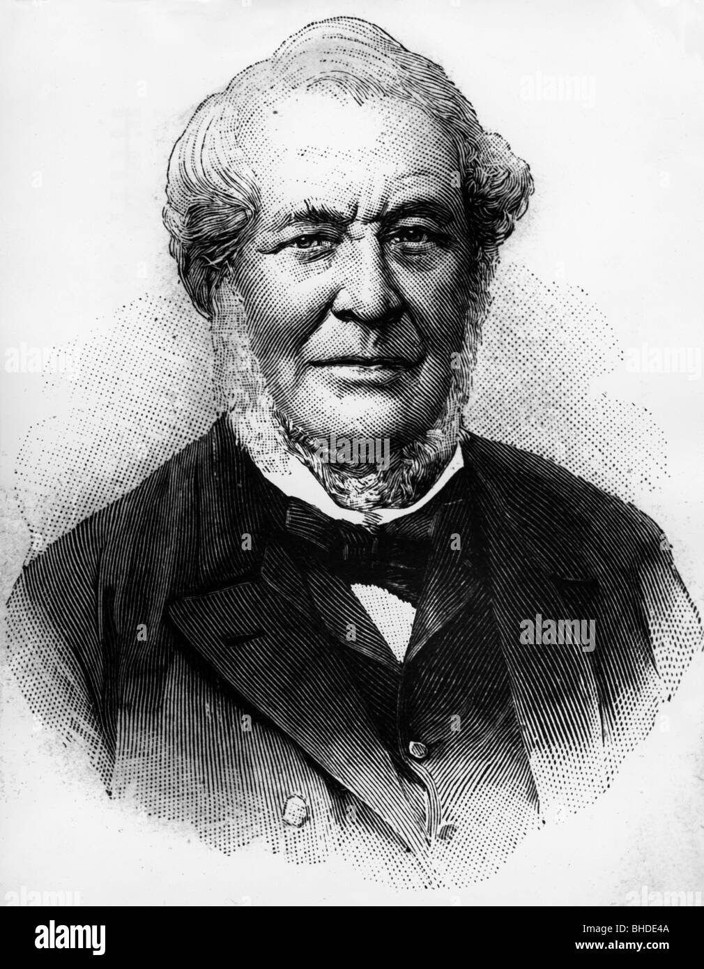 Bunsen, Robert Wilhelm, 30.3.1811 - 16.8.1899, German chemist, portrait, wood engraving, late 19th century, after photo by Eduard Schultze, Stock Photo
