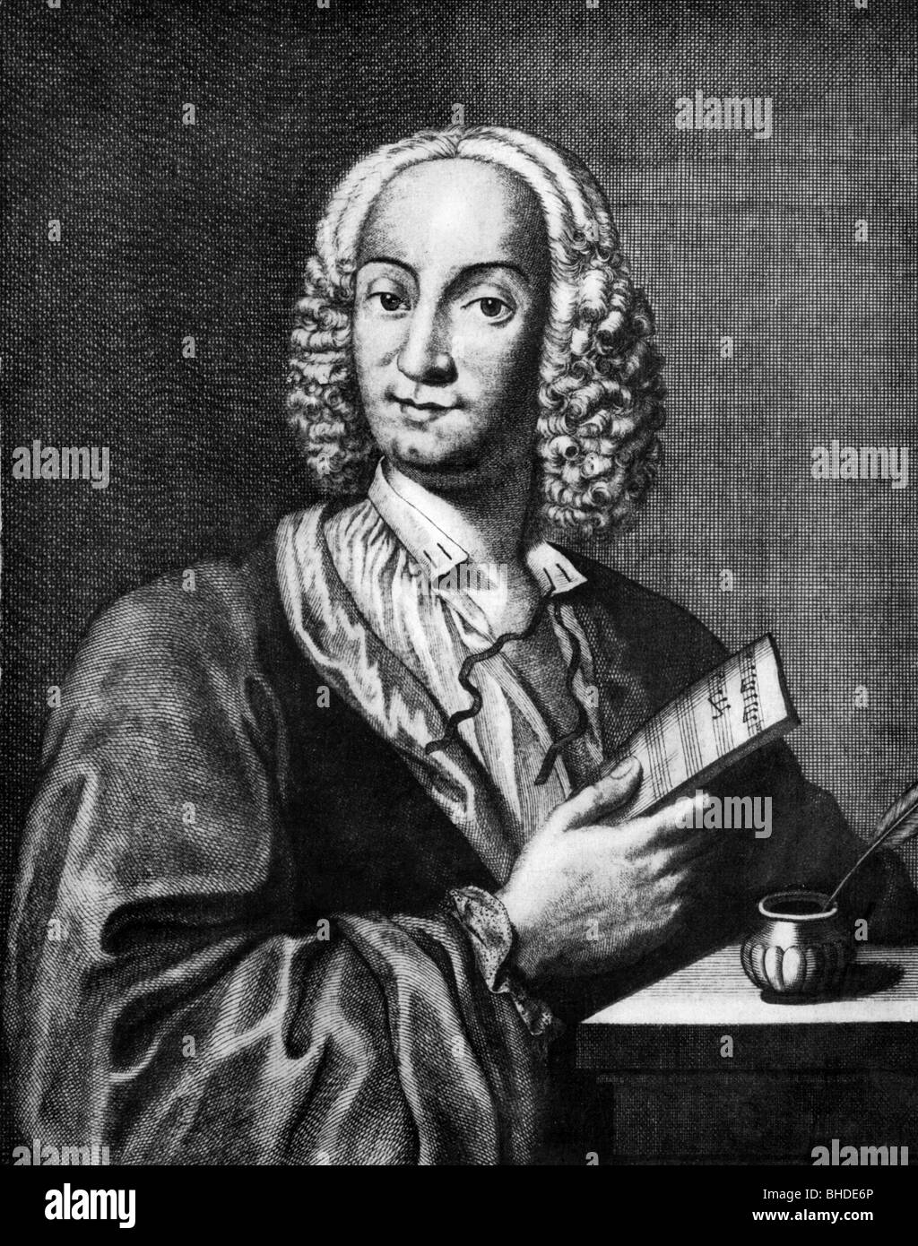 Vivaldi, Antonio, 4.3.1678 - 28.7.1741, Italian composer, half length, copper engraving, 18th century, Artist's Copyright has not to be cleared Stock Photo