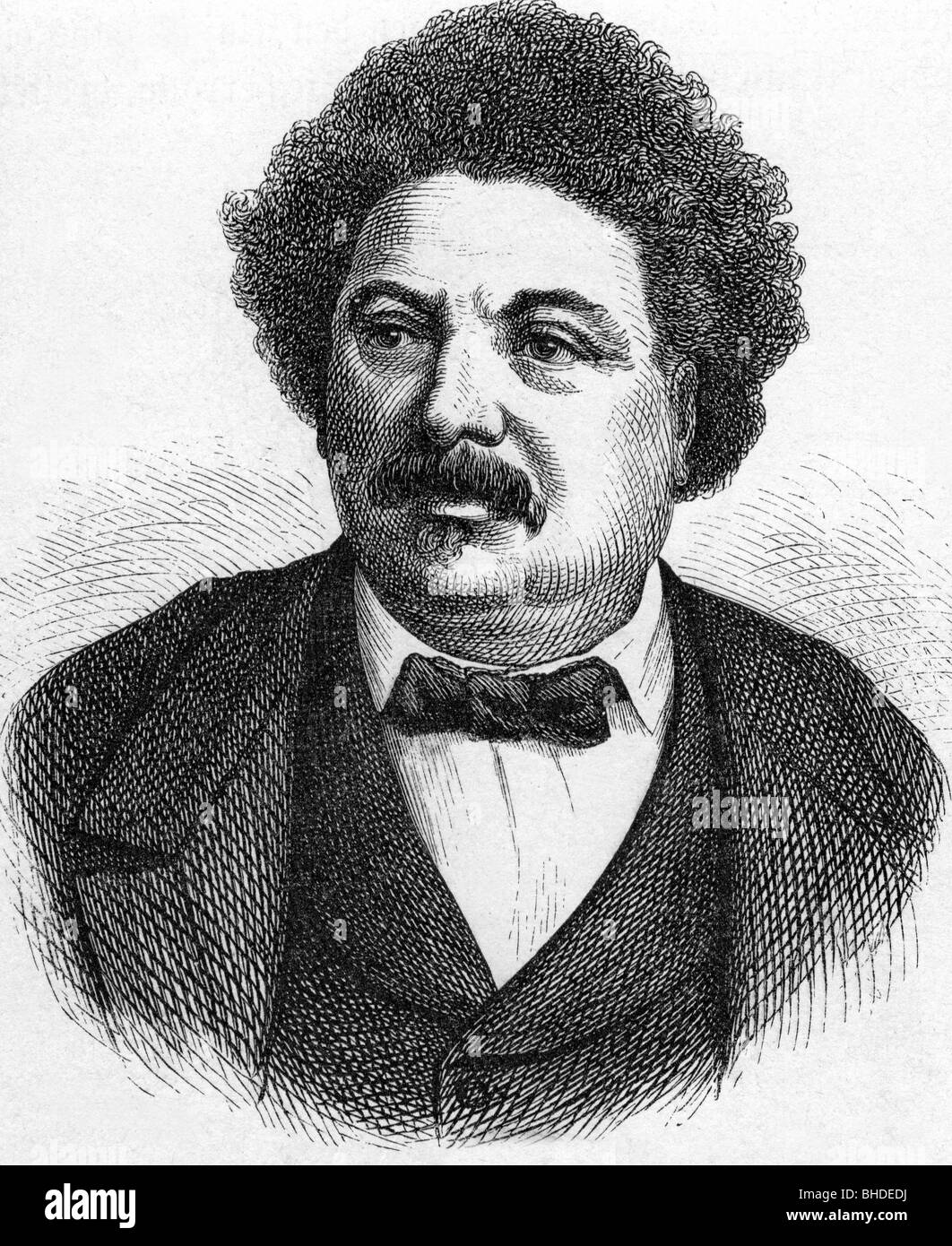 Dumas, Alexandre the Elder, 24.7.1802 - 5.12.1870, portrait, wood ...