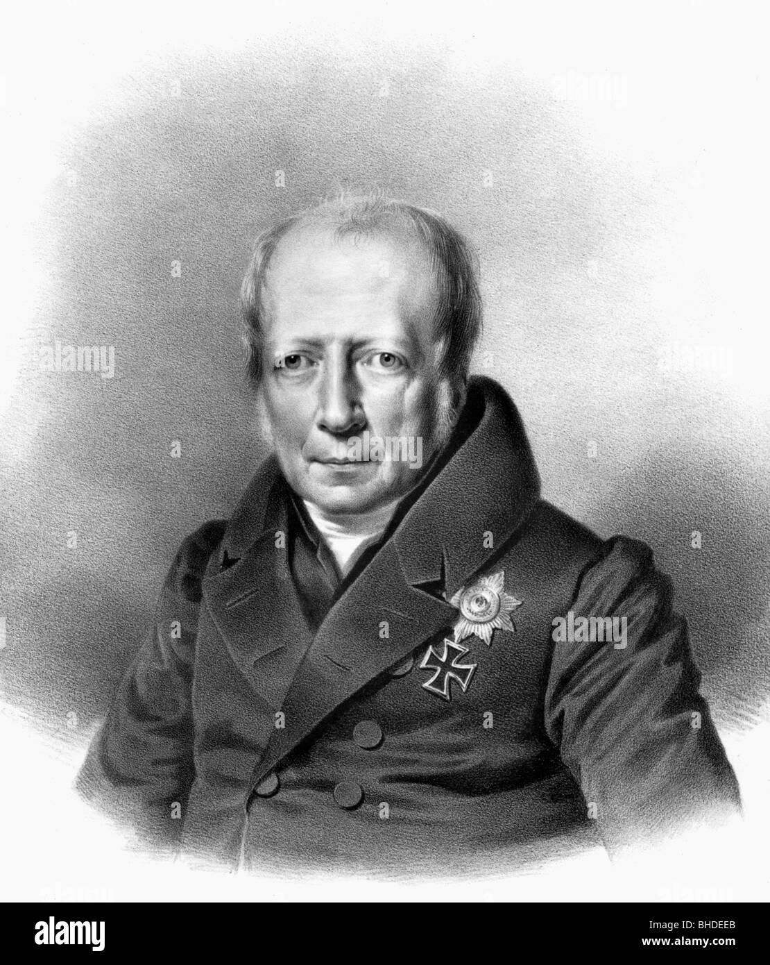 Humboldt, Wilhelm von, 22.6.1767 - 8.4.1835, German philosopher, portrait, lithograph after drawing by Franz Krueger, portrait, Stock Photo