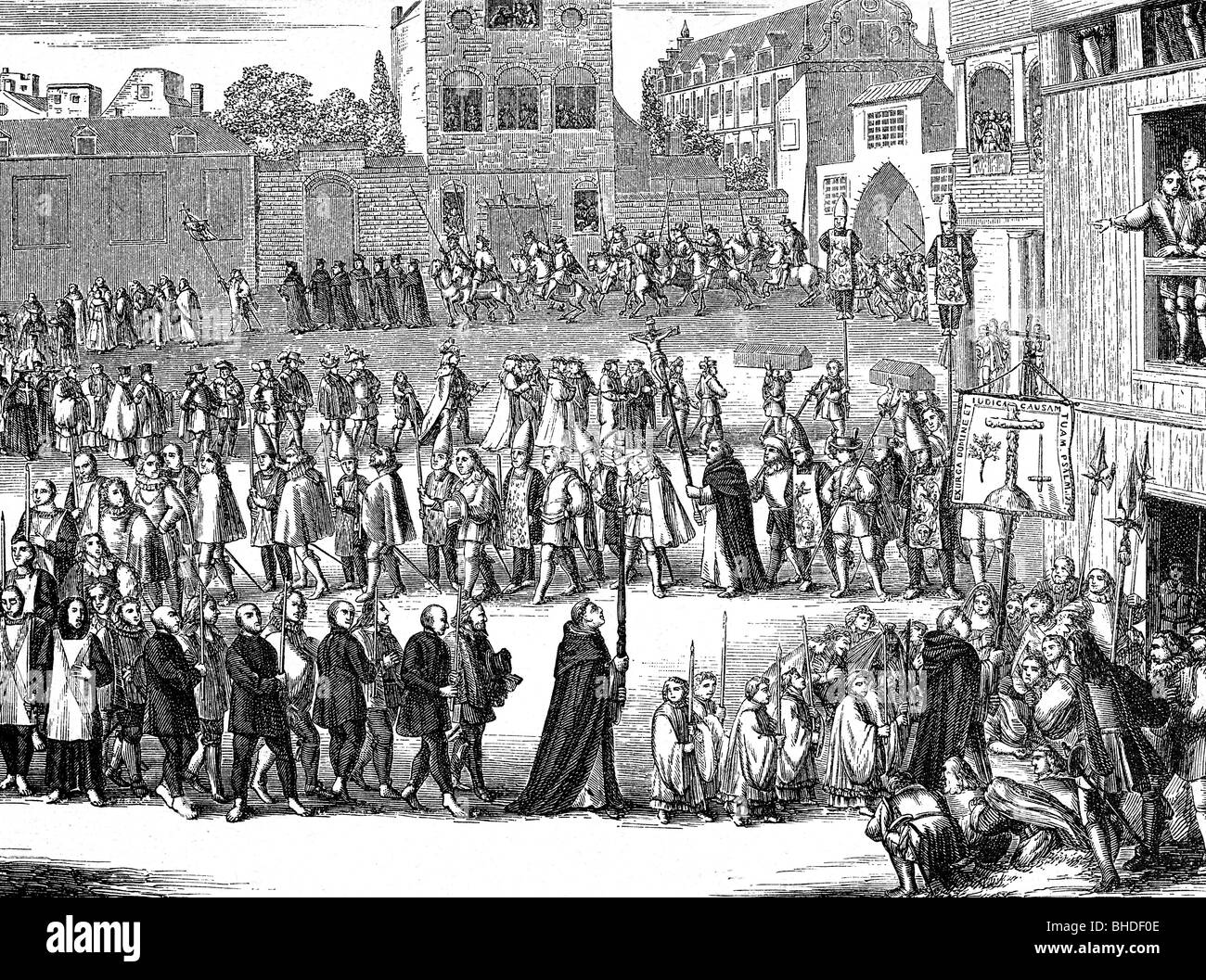justice, inquisition, procession to an auto de fe in Spain, 16th ...