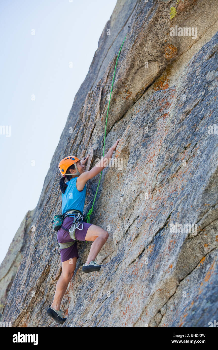 Japanese woman rock climbing Stock Photo Alamy