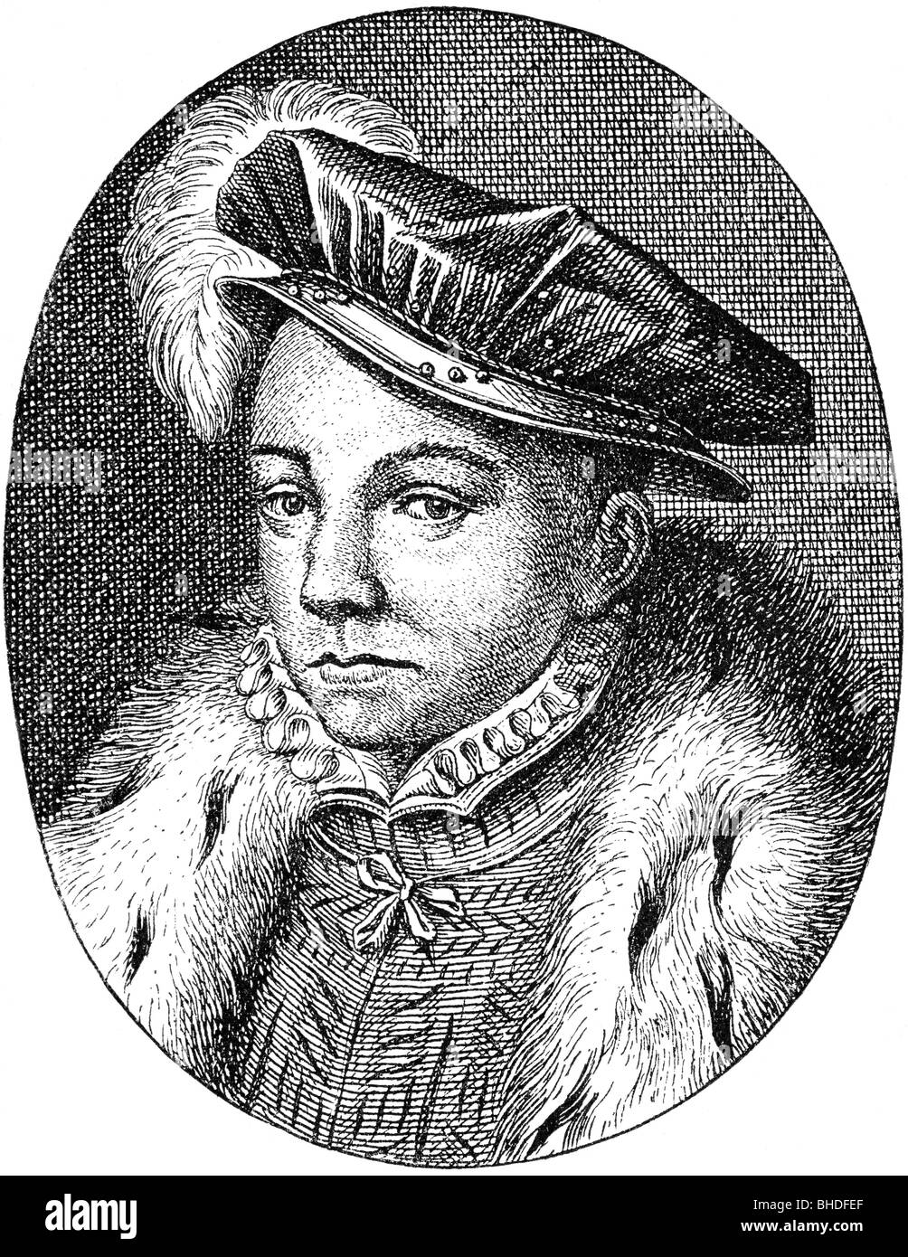 Francis II, 19.1.1544 - 5.12.1560, King of France 10.7.1559 - 5.12.1560, portrait, copper engraving by J. Punt, 16th century, , Artist's Copyright has not to be cleared Stock Photo