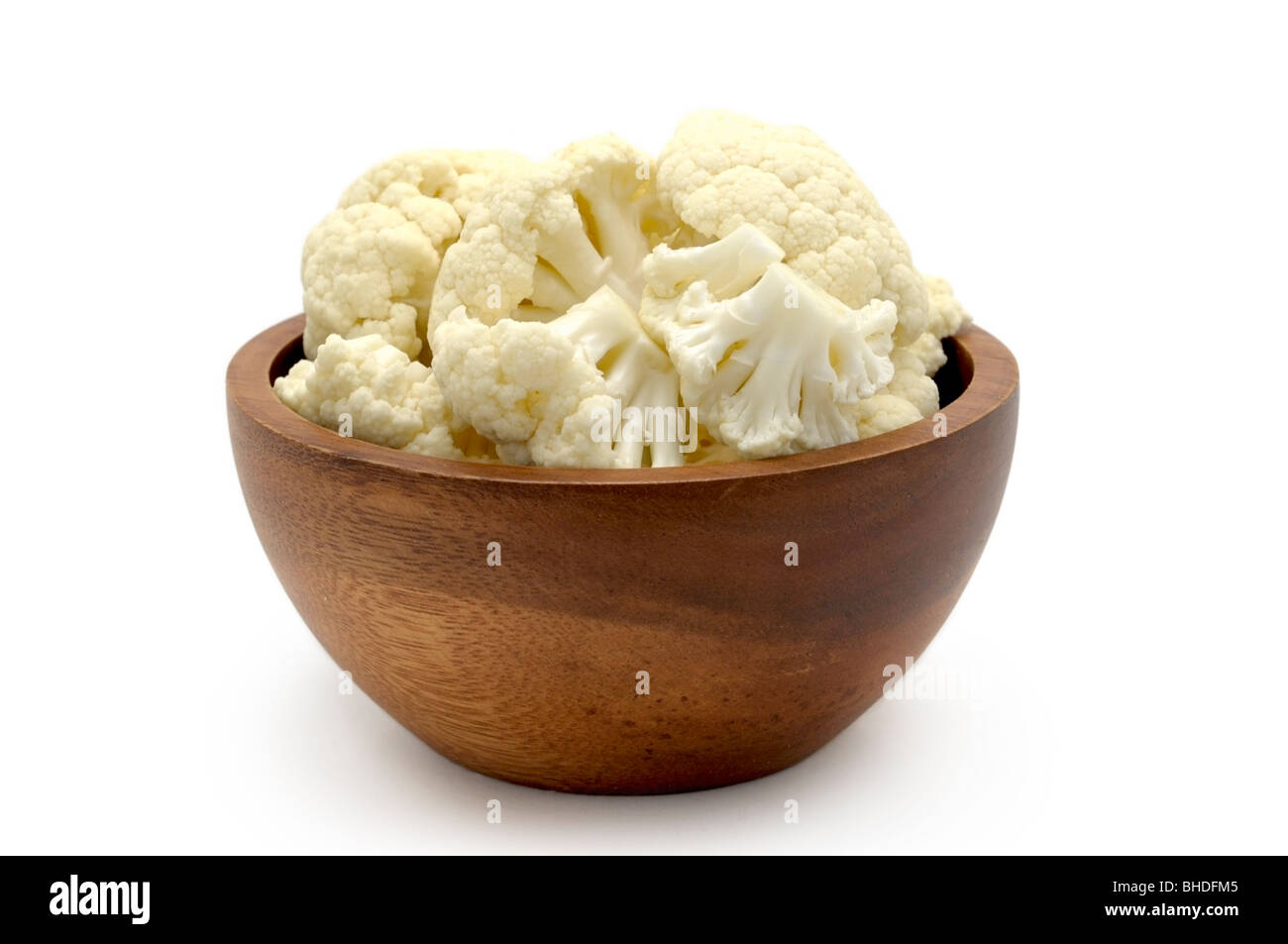 Fresh Raw Cauliflower in Bowl Stock Photo