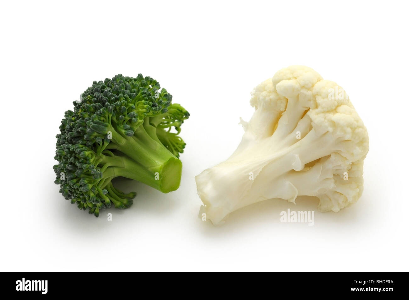 Fresh Raw Broccoli and Cauliflower Stock Photo