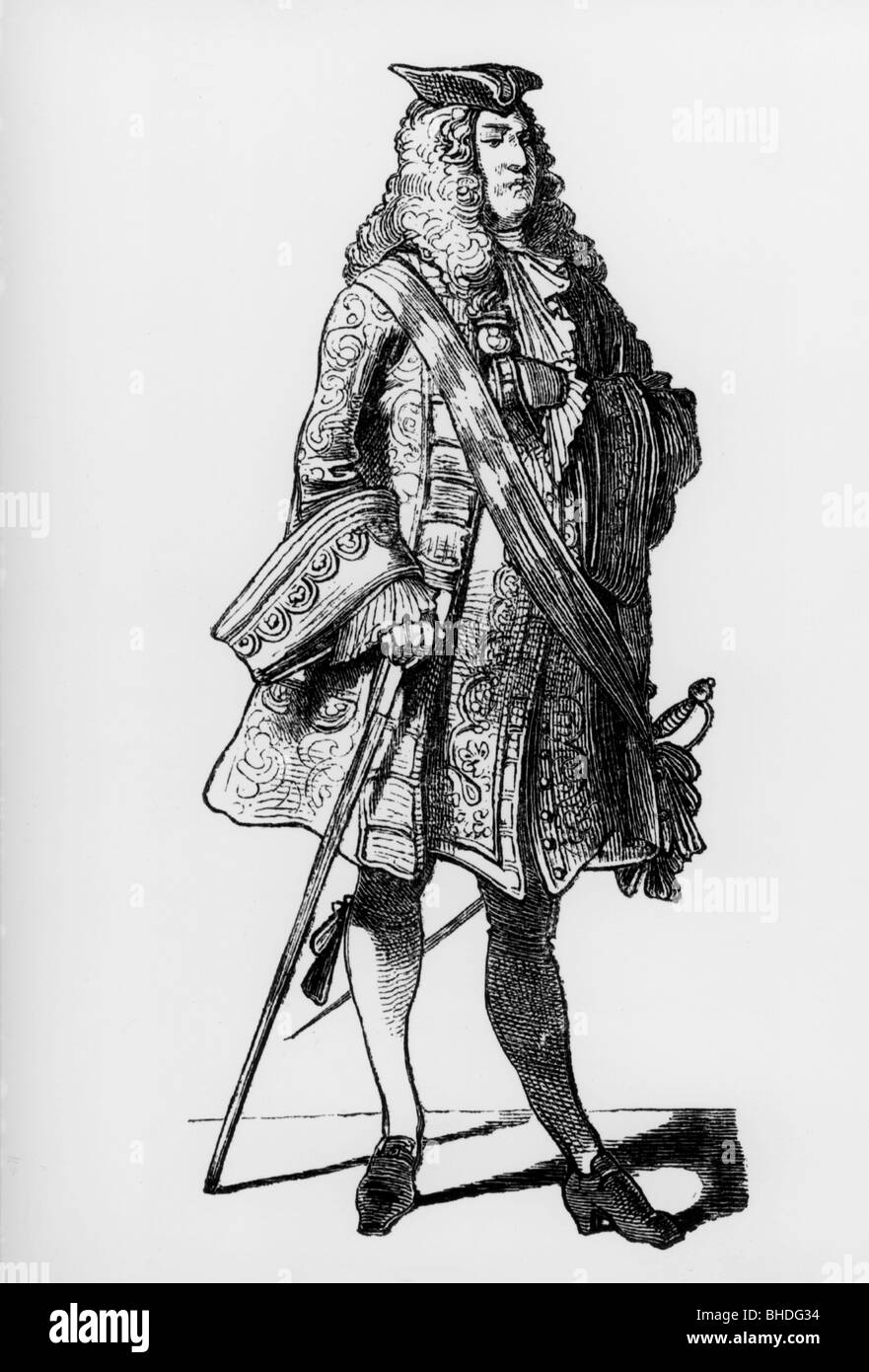 fashion, 18th century, 'Der Fuerst' (The Prince), illustration from 'Muenchner Bilderbogen' (Munich Sheet of Pictures), wood engraving, 19th century, Stock Photo