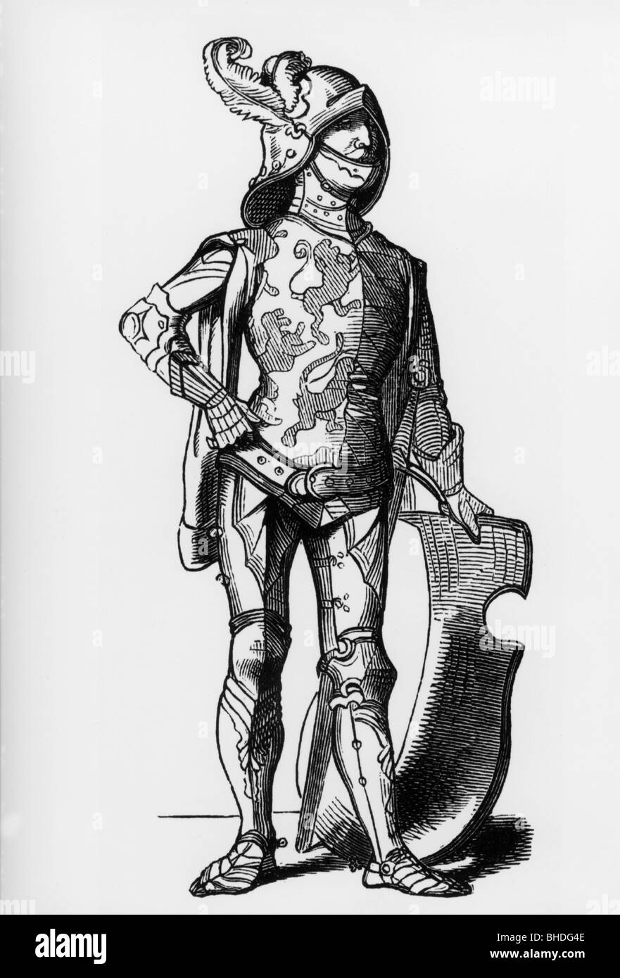 middle ages, people, "Der Ritter" (The Knight), illustration from  "Muenchner Bilderbogen" (Munich Sheet of Pictures), wood engraving, 19th  century Stock Photo - Alamy