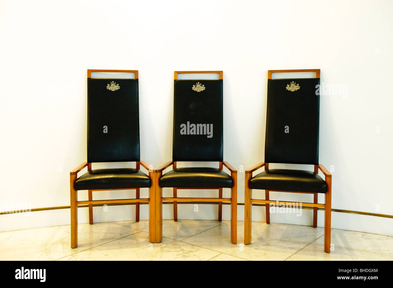 CANBERRA, Australia Chairs with the Australian coat of arms in gold