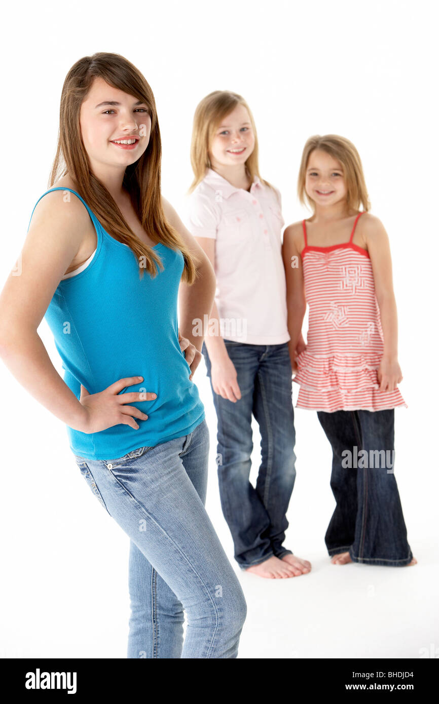 Group Of Girls Together In Studio Stock Photo - Alamy