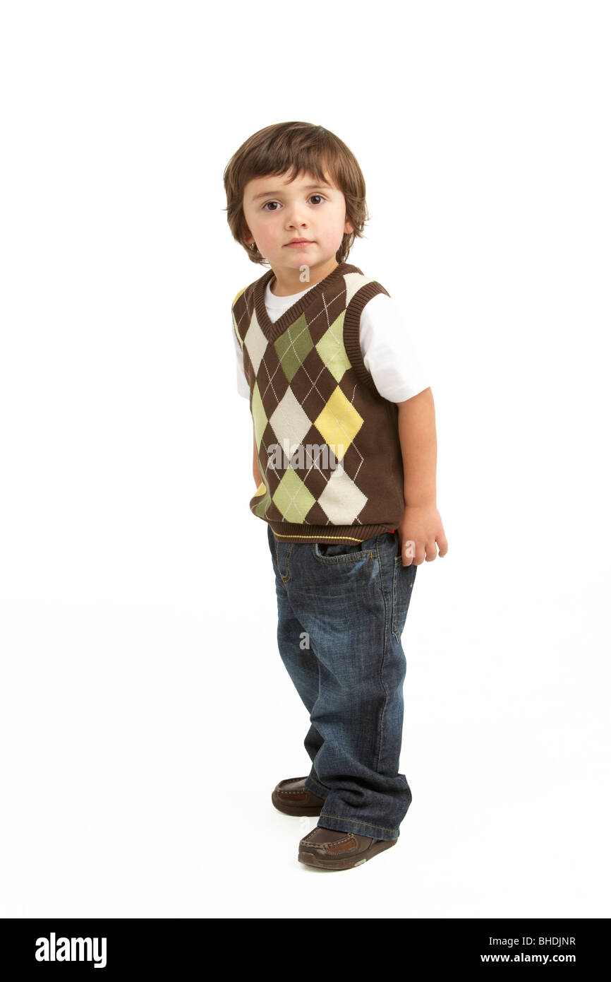 Full Length Portrait Of Young Boy Stock Photo