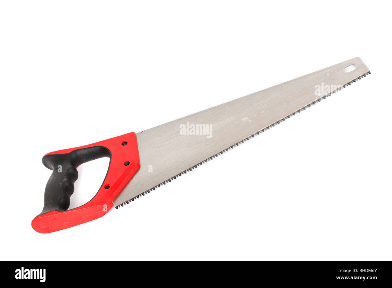 Closeup of a handsaw isolated over white background Stock Photo