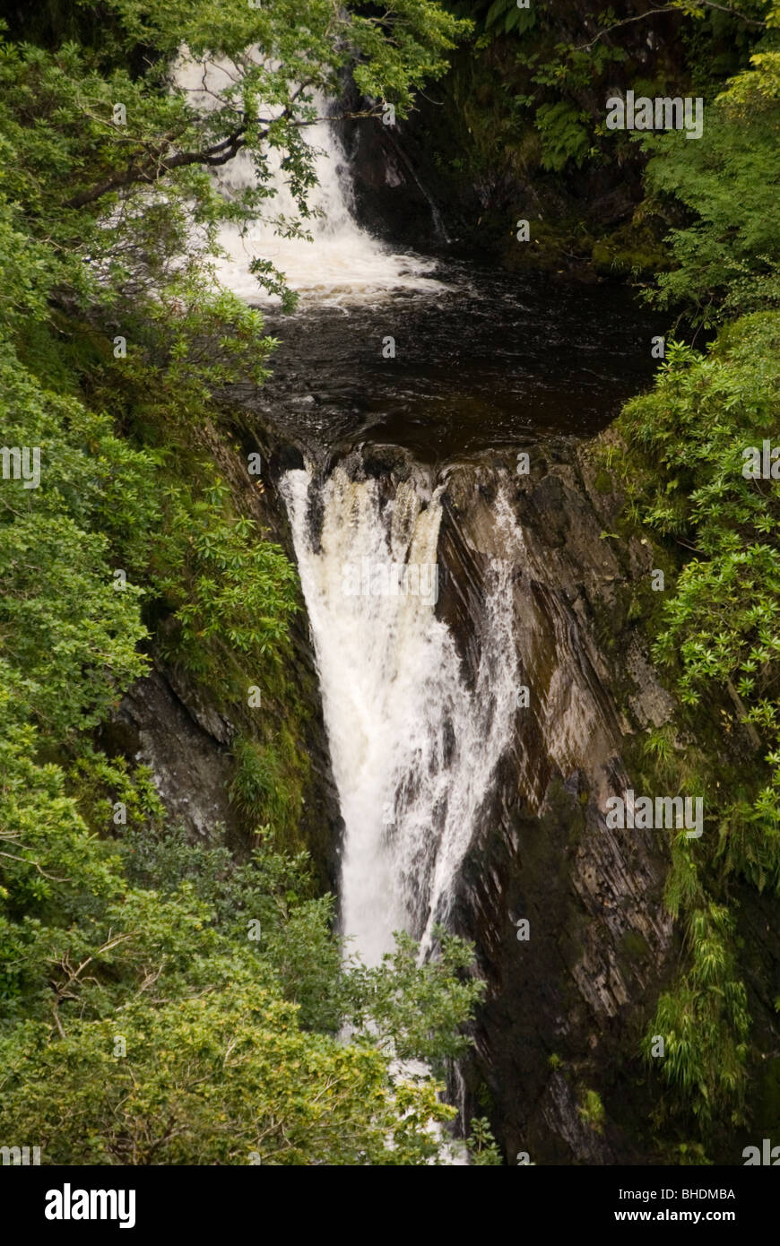 Detail of Water Gathered in Natural Pool Mid Waterfall, Devil's Bridge Waterfalls, nr Aberystwyth, Wales, Stock Photo