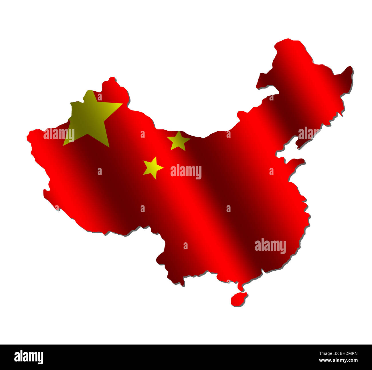 Chinese map with rippled flag on white illustration Stock Photo - Alamy