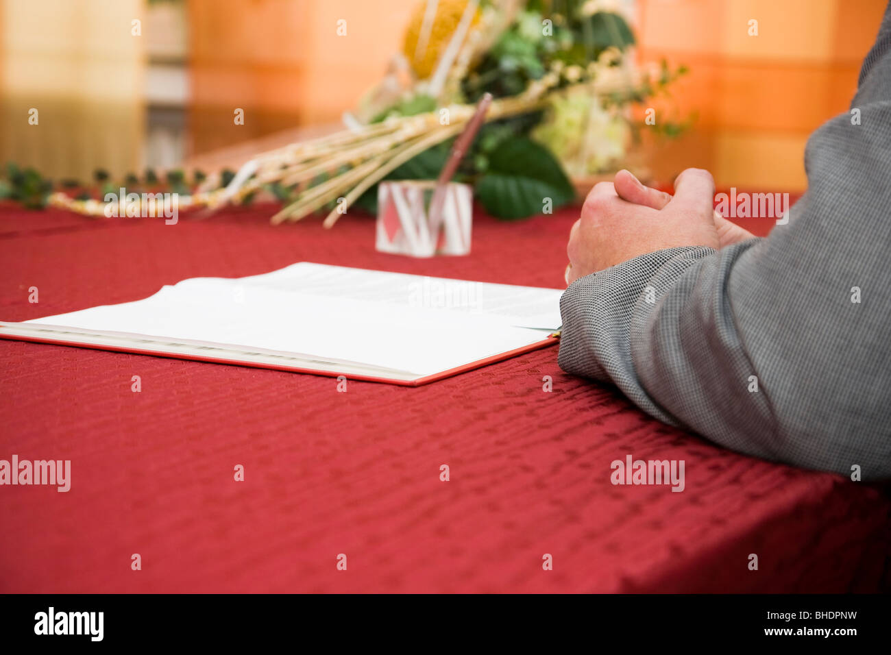 Desk of registrar in registrar's office, Germany Stock Photo