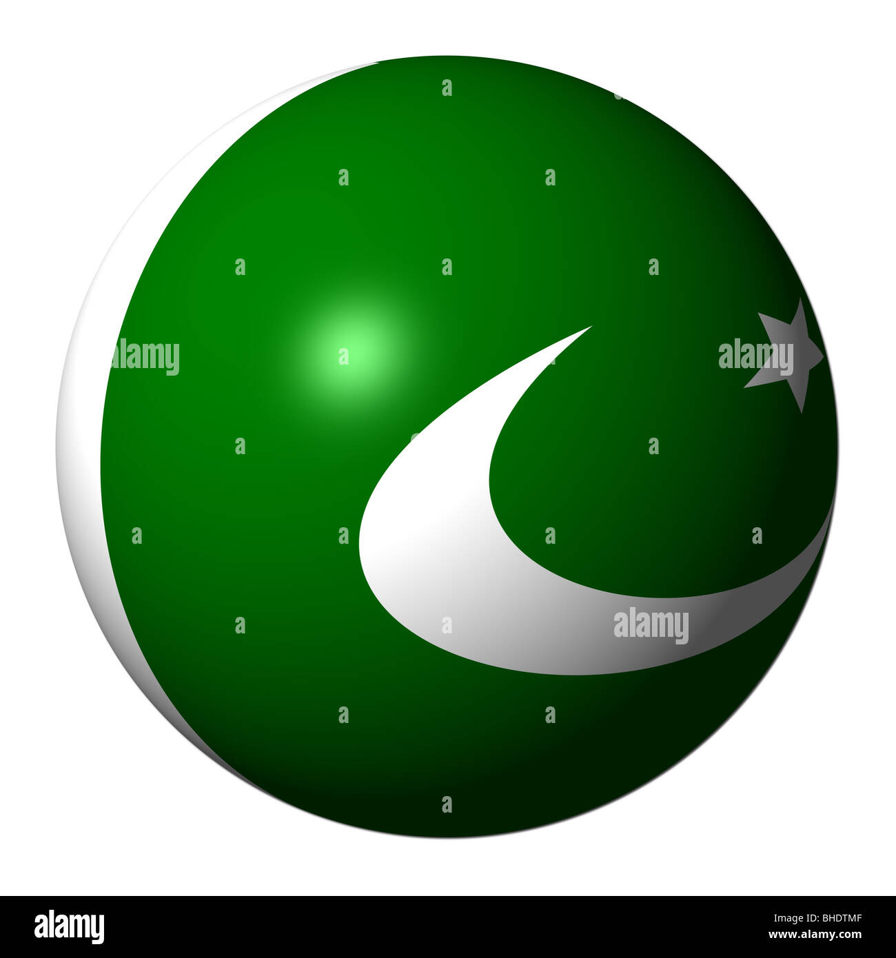 Pakistani flag sphere isolated on white illustration Stock Photo