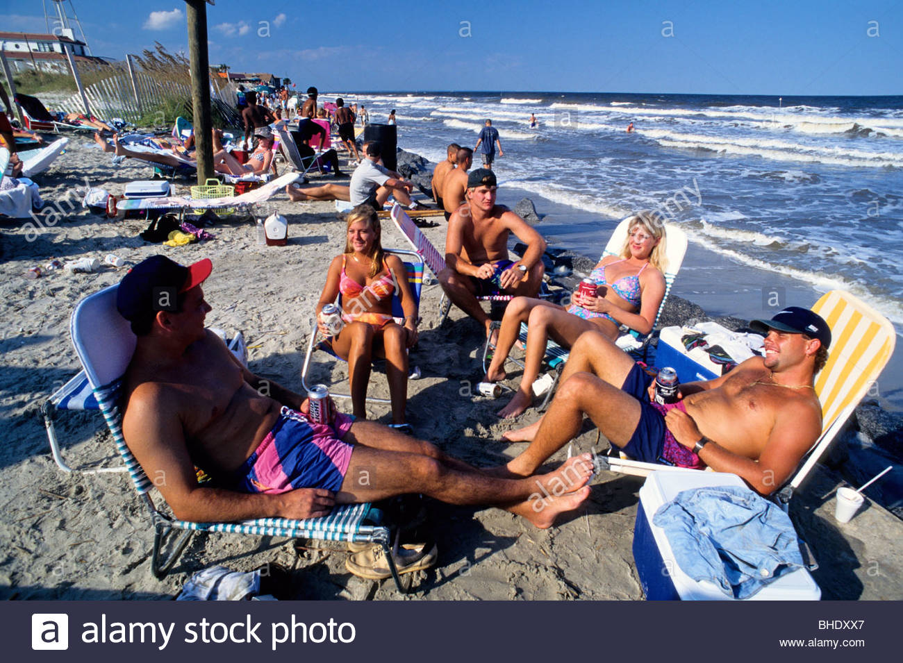 The beach at Tybee Island is famous for its seafood platters and its