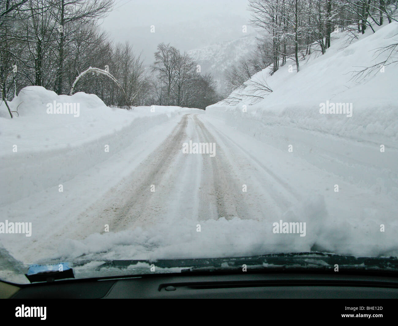 snowy road Stock Photo